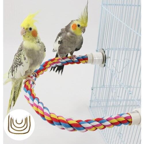 Cotton Rope Durable Pet Bird Perch Stand Bendable Bird Bite Toy Woven for Lovebirds