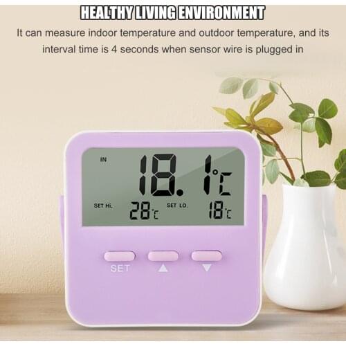 High Low Temperature Alarms Thermometer Indoor Digital Fridge Thermometer Kitchen Timer with Large LCD Display AAA Battery