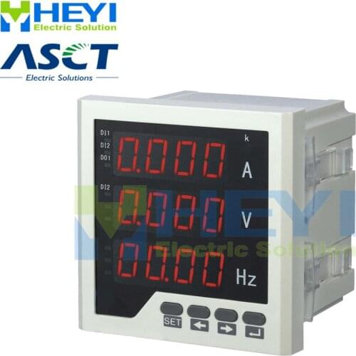 High quality LED Three phase ampere voltage frequency combined digital meter 96*96 mm Class 0.5 digital panel meter with RS485