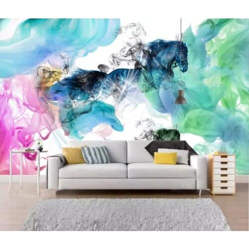 WDBH Custom photo mural 3d wallpaper Abstract artistic ink horse background home decor 3d wall murals wallpaper for living room