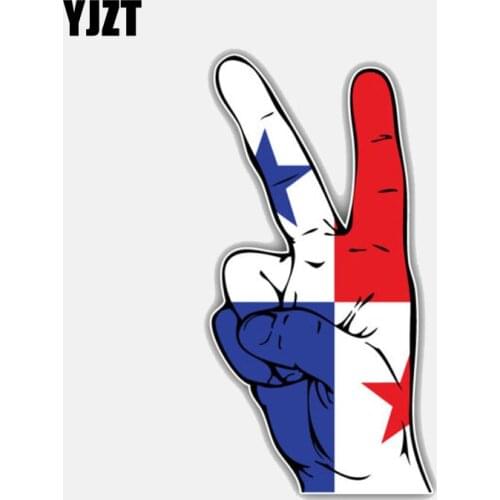 YJZT 10.5CM*5.5CM Creative Panama Flag Hand Peace Car Sticker Motorcycle Helmet Decal 6-3023