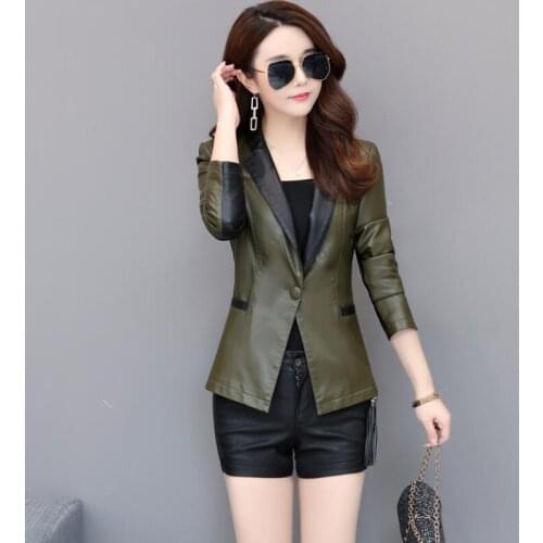 Spring And Autumn Black Leather Jacket Women 2021 New Women Leather Clothing Short Slim Motorcycle Leather Coat Female Outerwear