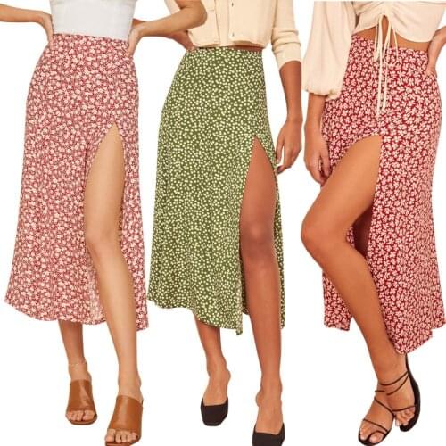 Summer Women Skirt Harajuku 2021 wave point printing tall waist elastic packet buttock leopard grain split Women Sweet XSK81101