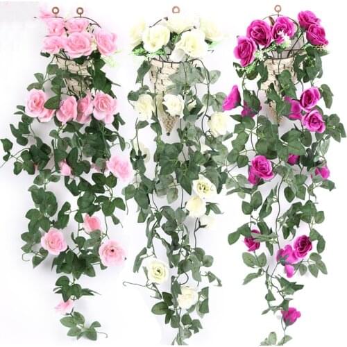 2pcs 105cm Artificial Rose Leaf Garland Ivy Vine Greenery For Wall Hanging Wedding Home Office Party Decoration