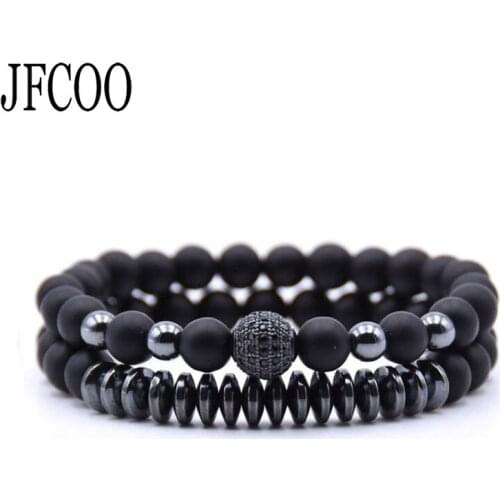 2pc/sets Natural stone Bracelet men Micro Pave CZ Ball Charms Beads Bracelets for women Men jewelry Dropshipping