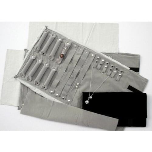 20pcs Multi Funtional Foldable Jewelry Roll Bag Velvet Portable Travel Organizer Bag Earring Ring Chain Necklace Carrying Case