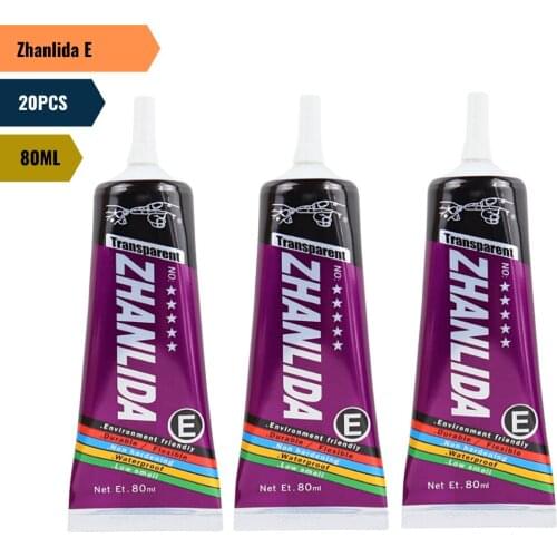 20PCS Zhanlida E 80ML Clear Contact DIY Adhesive Universal Repair Glue With Precision Applicator Tip