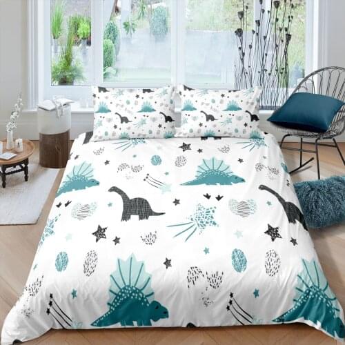 3D Dinosaur Duvet Cover Pillowcase Cartoon Quilt Cover Bedding Set Single Double Queen King Fulle Size Bedroom Home Textiles
