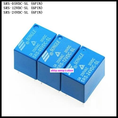 5pcs/Lot SONGLE Power Relay SRS-05VDC-SL , SRS-12VDC-SL , SRS-24VDC-SL 6Pin 5V 12V 24V 4100F Brand New