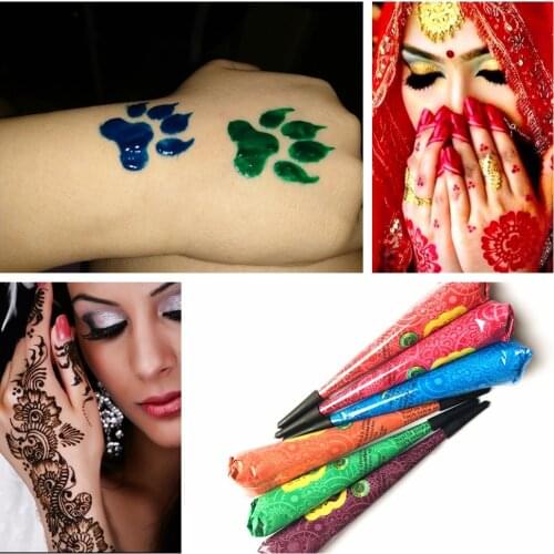 9 Color Choose Indian Henna Tattoo Paste Women Makeup Mehndi Body Art Paint Drawing Temporary Natural Plant Pigment Henna Cones