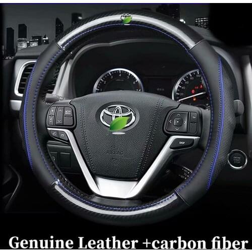 Car Genuine Leather Steering Wheel Covers for Toyota Innova Noah Prius Land Cruiser Prado Sienna Allion Auris Mark X Vios Yaris