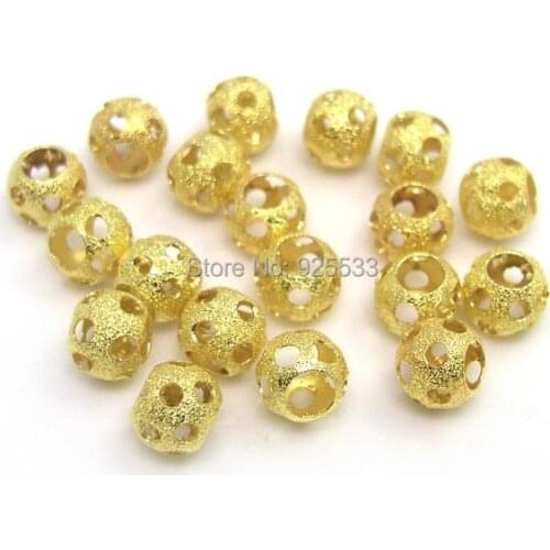 Free shipping 50pcs 10mm dia. gold color metal big hole charms beads fit European bracelet DIY