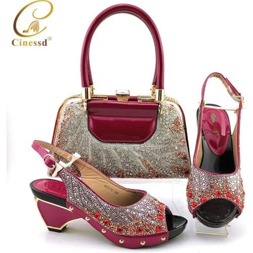 Fashionable New Arrivals Purple Color Nigerian Women Shoes Matching Bag in Heels Comfortable Sandals for Garden Party