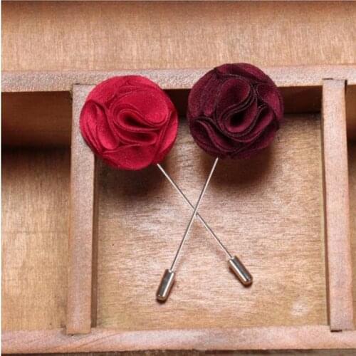 50Pcs/Bag Best Man Groom Boutonniere Silk Satin Rose Flower men buttonhole Wedding Party Prom Man Suit Corsage Pin Brooch