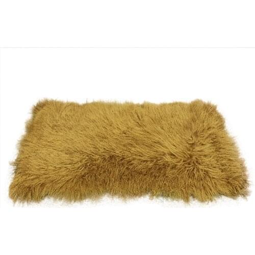 Long hair mongolian lamb fur rug real sheep fur blanket curly goat fur plate