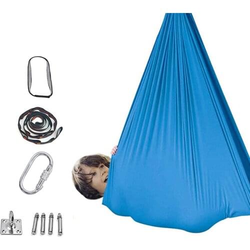 Elastic Nylon Sensory Hammock With Installation Tools Indoor Swing Toys Outdoor Soft Parcel Steady Seat Therapy Swing Kids Gift