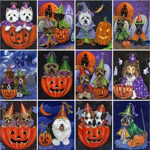 Evershine 5D DIY Diamond Embroidery Dog Full Square Round Diamond Painting Halloween Animal Handmade Gift Wall Decorations