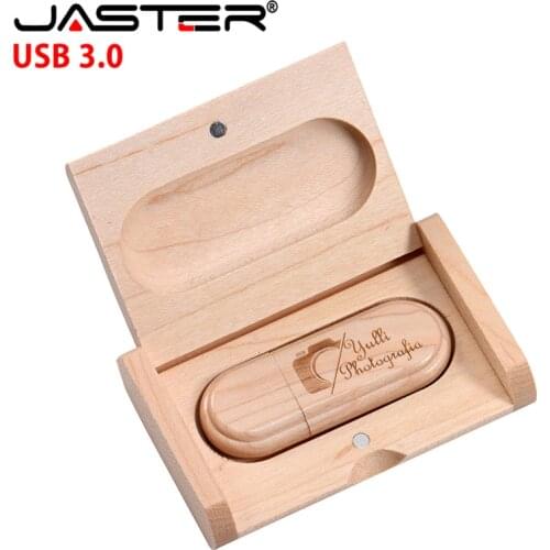 JASTER USB flash drives USB 3.0 Fashion Creative promotion free custom logo wooden Elliptical wood gall pendriver 4/8/16/32/GB