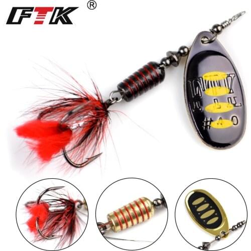 FTK Spinner Lure 1pcs 6.5g/10g/13.5g 18 color with Treble Hook Metal Spoon Lure Hard Fishing Lure Fishing Tackle Bait