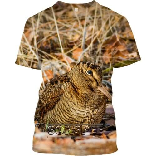 3D T-shirt ladies mens printed camouflage top animal bird T-shirt summer
