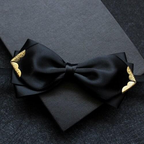 Original Design Gentleman Suit Black Bow Tie Groom Bow Tie Host Stylist Shirt Collar Flower Girl Trend Clothing Accessories