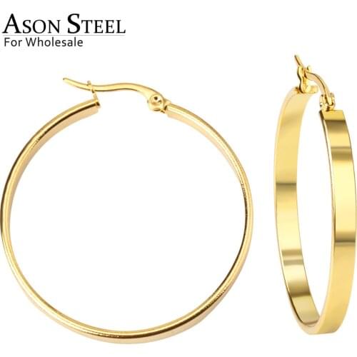ASONSTEEL Gold/Silver Color Round Hoop Earrings Vintage Jewelry Stainless Steel Circle Basketball Earrings Party Female Gift