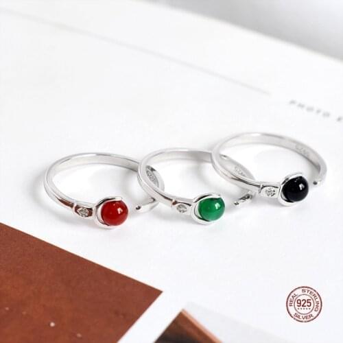 LKO Fashion Rings Crystal Stone Rings 925 Sterling Silver for Women Party Wedding Jewelry Adjustable Opening Rings 2021 Trend