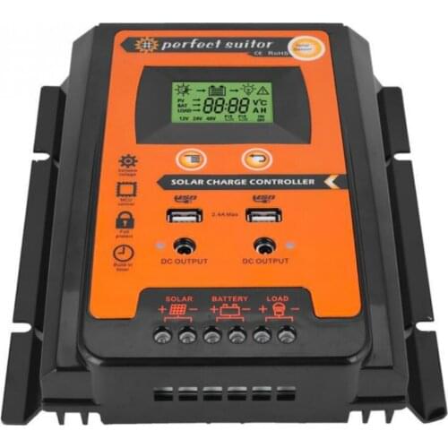 MPPT Solar Controller 30A / 50A / 70A Dual USB LCD Display Built-in Timer 12V 24V Auto Adapt Home PV System