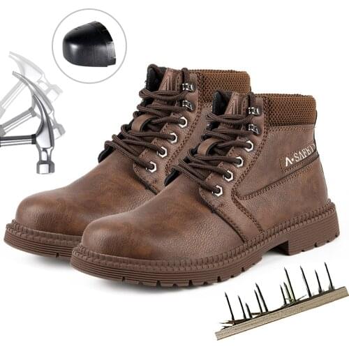 Steel Toe Cap Men Work Boots Winter Anti-smashing Safety Shoes Working Women Leather Shoes Puncture-proof for Welding Workshop
