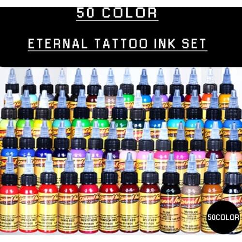 Tattoo Ink Set 50 Complete Colors Pigment Kit 1 Oz (30ml) Tattoo Supply For Tattoo Kit