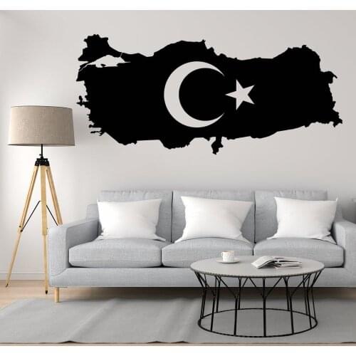 Turkey Flag Map Wall Art Decal Flag Vinyl Sticker Home And School Decoration Removable A003209