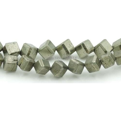 Natural Pyrite Square Diagonal Holes Chamfer Beads Strand For Making Bracelets Or Necklaces Jewellery Approx 16 Inches