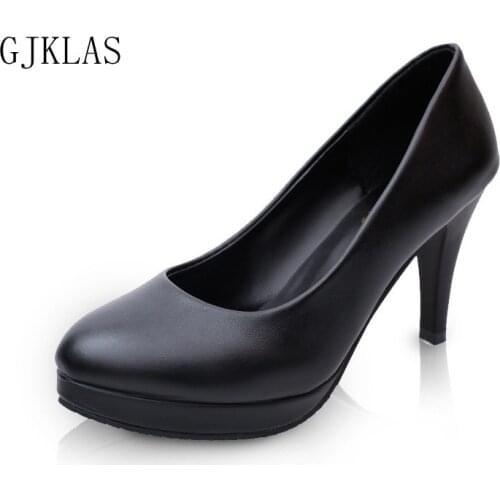 Cheap Comfy Office Leather Shoes Women High Heels Platform Womens Dress Shoes Heels Black Stiletto Heels Formal Shoes for Women
