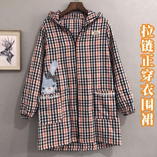 Autumn and winter new fashion hooded apron long-sleeved dress zipper plus fertilizer