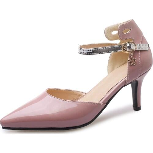 Fashion 2019 spring new stiletto with buckle with hollow sandals 33-43