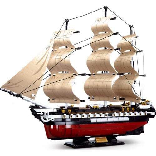 New Ancient Ship Boat Building Blocks Kits Constitution Sailing Educational Figures Bricks Toys For Children Christmas Gift