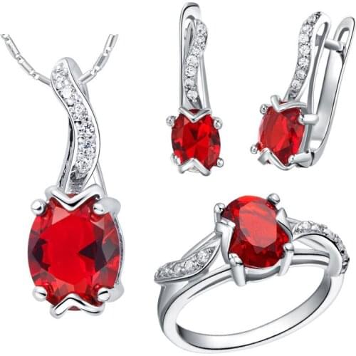 NEW set 925 Sterling custom made Pendant necklace Earrings ring set with micro insert gem brinco wedding Luxury Girls