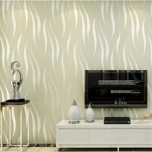 Beibehang non-woven wallpaper modern minimalist living room bedroom TV backdrop 3D three-dimensional wave green papel de parede
