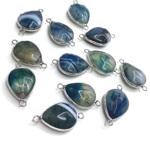 Natural Stone Agates Pendant irregular Shape Double Hole Connector for Jewelry Making DIY Elegant Necklace Bracelet Accessories