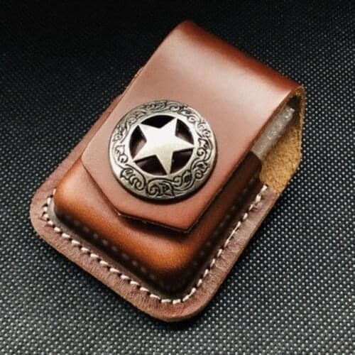 Five Stars Designs Handmade Genuine Leather Kerosene Oil Lighter Belt Case Waist Bag For Zippo Lighters Smoking Gadgets Man Gift