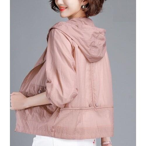 Plus Size 5XL Hooded Sun Protection Clothing Summer Clothes 2021 New Womens Korean Sunscreen Women Jacket UV Thin Coat X251
