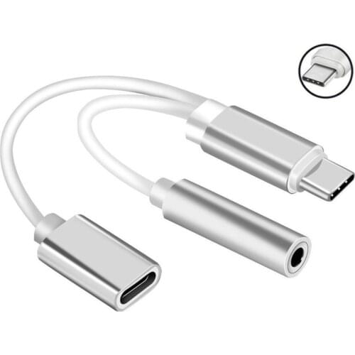2 In 1 Type C Splitter Adaptateur Audio Cable Type C To 3.5mm Jack Aux Earphone Call Music Charging Adapter Cable for Samsung