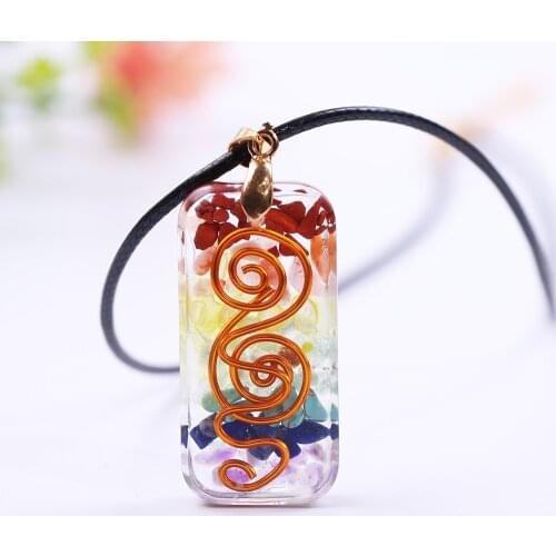 Retro Reiki Healing Colorful Quartz Stone Pendant Necklace Round Pendulm Amulet Natural Chakra Orgone Energy Crystal Necklaces
