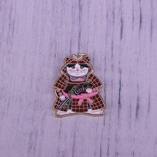 Shogun Cat Red Enamel Pin japanese shogun kawaii horsefiddlepress pin