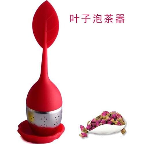 Creative Tea Leaf Silicone Tea Infuser Reusable Strainer Drop Tray Tea Ball Herbal Spice Filter Tea Accessories Kitchen Tool