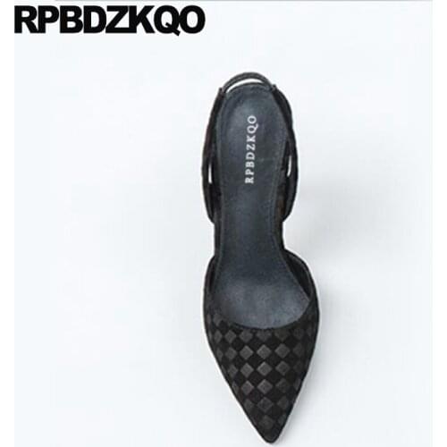 Luxury shoes women designer low heel high heels stiletto big size pumps plaid fashion 11 closed toe sandals genuine leather