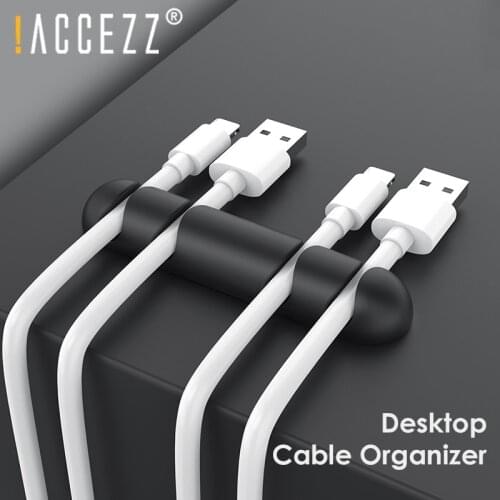 !ACCEZZ 4Holes USB Cable Organizer Winder Management Clips Office Desktop Phone Headphone Holder Mouse Keyboard Wire Cord Winder