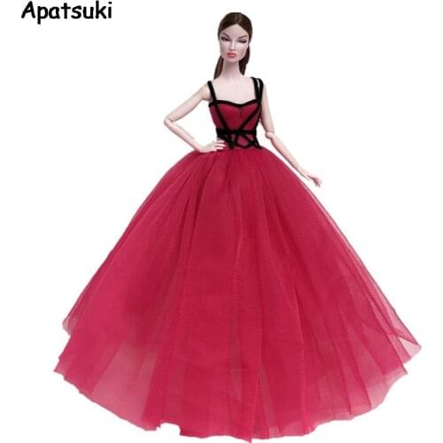 Red Black High Fashion Doll Clothes for Barbie Doll Dress Outfits Big Evening Dresses Party Gown Vestidoes 1/6 Doll Accessories