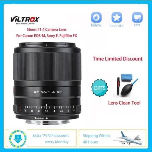 Viltrox 56mm F1.4 DSLR Camera Lens Large Aperture STM Autofocus For Sony E Canon EOS-M Fujifilm FX Professional Photography Kit