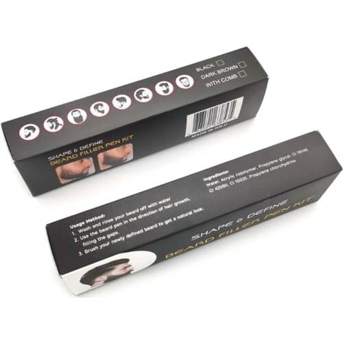 Waterproof 4 Fork Tips Beard Shaping Pen Filler with Styling Brush for Men D2TA